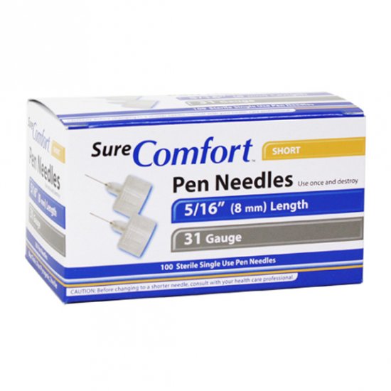 Sure Comfort Pen Needles, 31G, 5/16IN (8MM) Short