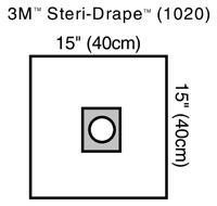 3M 1020 BX/10 STERI-DRAPE, SMALL DRAPE W/ ADHESIVE APERTURE, 40CM X 40CM.