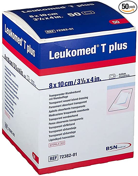 Leukomed T Plus Wtrprf Adh Transp Sterile Dressing W/Abs Pad 8cm X 10cm (Retail Pack) - Box Of 5 - Home Health Store Inc