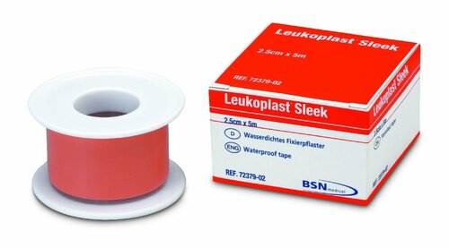 Leukoplast Sleek Latex Free Zinc Oxide Plastic Waterproof Tape 2.5cm X 3m, Rolls - Box Of 12 - Home Health Store Inc