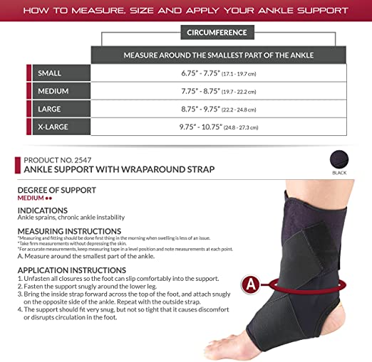 Otc Medium Ankle Support W/ Figure 8 Wraparound Strap Black Xl (9 3/4 - 10 3/4) - Ea/1 - Home Health Store Inc