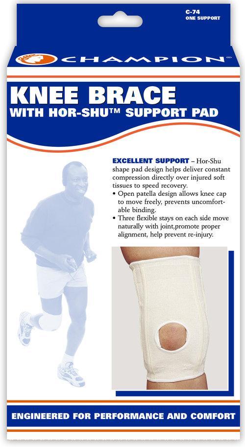 AIR 0075-M EA/1 ELASTIC KNEE BRACE INVERTED HOR-SHU PAD,  WHITE MEDIUM