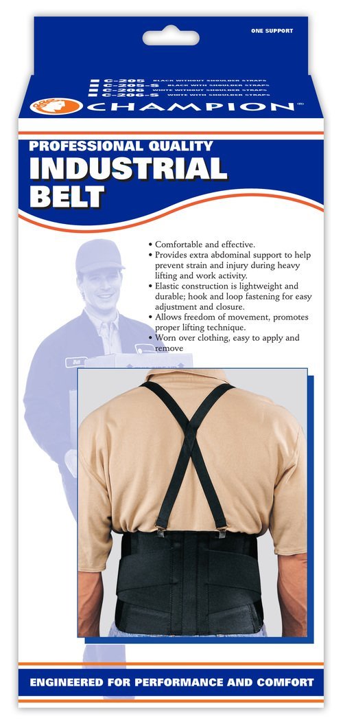 AIR 0205BL-XL EA/1 INDUSTRIAL BELT MEDIUM BACK SUPPORT W/ STRAP, BLACK XL (42"-48") LATEX-FREE C-205