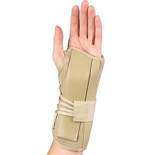 AIR 2360LM EA/1 OTC WRIST SPLINT COCK-UP MAXIMUM SUPPORT WITH SUEDE FINISH LEFT MEDIUM (5.5-6.5") LATEX-FREE