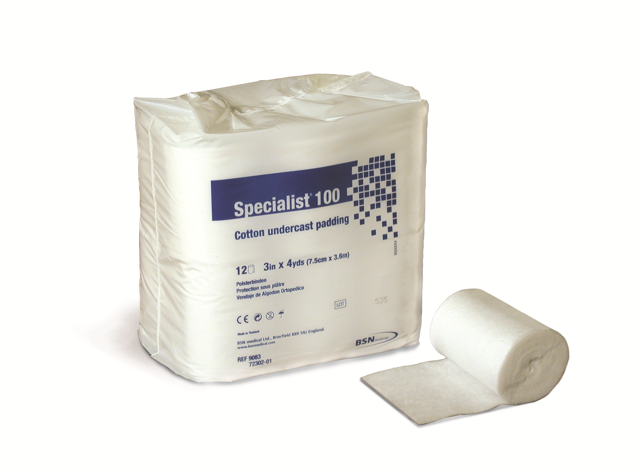 BSN 7230201 (CS6) BX/12 SPECIALIST 100 COTTON CAST PADDING 7.5CM X 3.7M