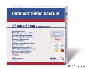 BSN 7328701 BX/5 CUTIMED SILTEC B FOAM DRESSING W/SUPER ABSORB AND SIL LAYER, SACRUM, ADH BORDER, 23CM X 23CM