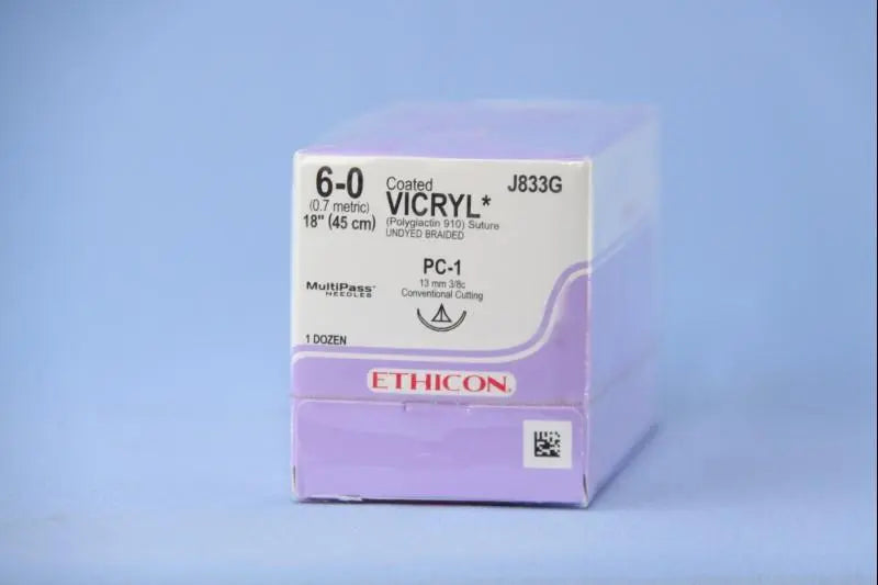 JNJ 833G BX/12  SUTURE 6/0 VICRYLK PC-1