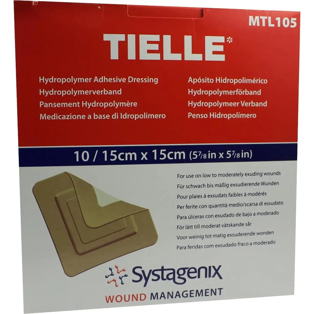 JNJ MTL105 BX/10 TIELLE® HYDROPOLYMER ADHESIVE DRESSING 15CM X 15CM