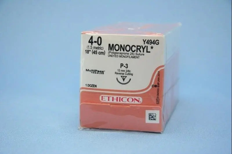 JNJ Y494G BX/12 SUTURE MONOCRYL P-3 NDLE