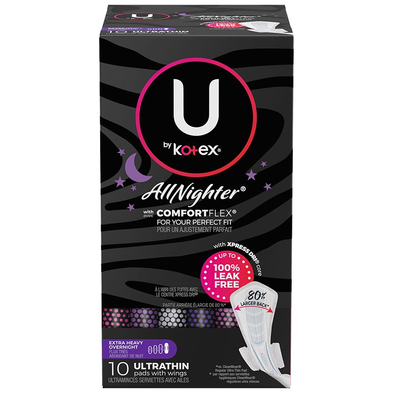 U by KOTEX® AllNighter® Extra Heavy ON Pad - Home Health Store Inc