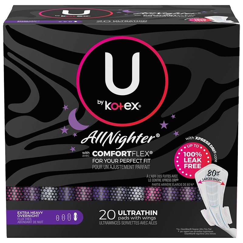 U by KOTEX® AllNighter® Extra Heavy ON Pad - Home Health Store Inc