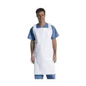 MDL 24274 BX/100 MEDLINE PROTECTIVE POLY DISPOSABLE APRON 28" X 46", WHITE, MEDIUM, PULLOVER.