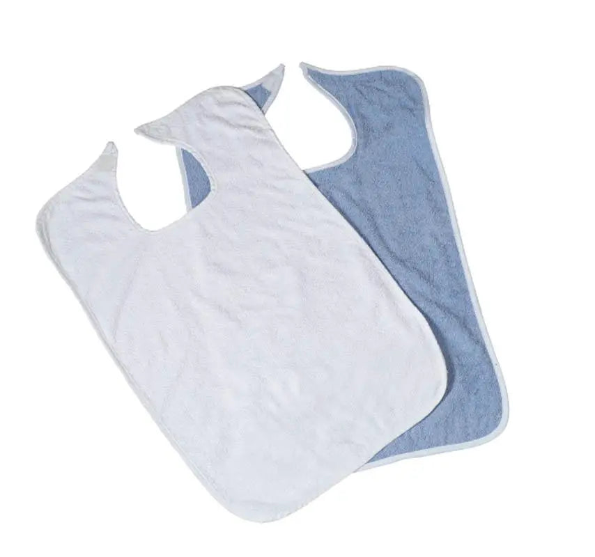 MDL MDTAB3B30WH (CS/2) PK/12  TERRY CLOTH BIBS, WHITE, VELCRO CLOSURE