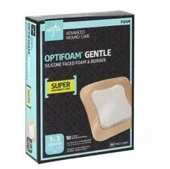 MDL MSC2133EP BX/10 OPTIFOAM GENTLE FOAM BORDER 7.5cm x 7.5cm W/ SILICONE ADHESIVE FACE & BORDER & SUPER ABSORBENT CORE