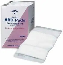 MDL NON21450 BOX/25 STERILE ABDOMINAL PAD, 5IN X 9IN, LATEX-FREE