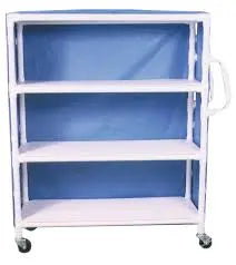 MDL PVCM3323C EA/1 PVC THREE SHELF LINEN CART, BLUE.