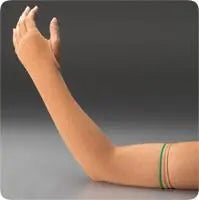 POS 6000M 1/PAIR SKINSLEEVES MEDIUM GREEN BAND 16 1/2"L PADDED STYLE FITS 11" LIMB CIRC. SKIN COLOR LIGHT 4-WAY STRETCH YARN LATEX-FREE WASHABLE